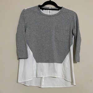 Lafayette 148 New York Two-Tone Long Sleeve Top blouse casual office